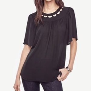 Ann Taylor Black Scalloped Cut-Out Top 🖤